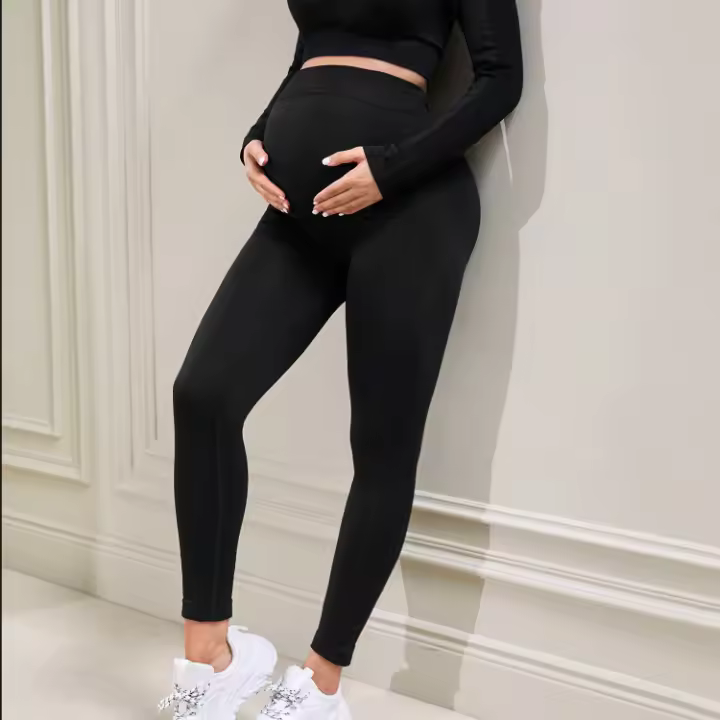 Pantalones De Barriga Alta Para Mujeres Embarazadas Leggings De Verano Y Primavera Con Soporte Para La Barriga De Alta Elasticidad Y Malla Finos - 1