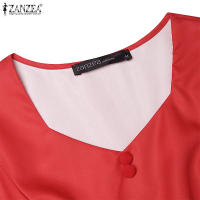 ZANZEA Vestido Elegante Para Mujer Con Estampado Étnico Manga Flor De Pétalo Cuello Cuadrado A-Line Longitud De Rodilla Vestidos De Fiesta Verano - details 7