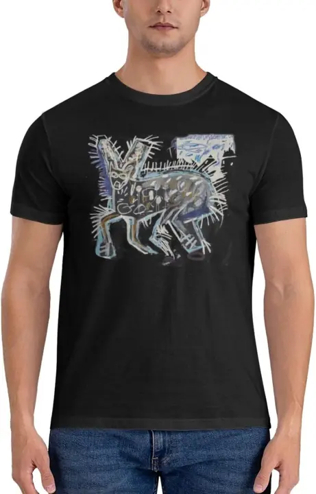 Camiseta gráfica de manga corta para hombre, Camisa ligera de cuello redondo, color negro, de Jean y Michel Artist Basquiat - 1