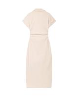 Vestido Largo De Denim Plegado TRAF Para Mujer Estilo Casual Cintura Natural Manga Corta Cierre Único Vestidos De Calle - details 2