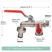 Grifo De Jardín Con Doble Cabeza De Latón 1 Entrada 2 Salidas Conector De Agua Para Balcones Y Jardines Resistente a La Presión ≥850 kPa - details 4