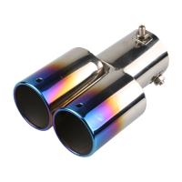 Puntas De Escape De Acero Inoxidable Para Coche Universal Modelo Doble Con Tubo De Eje Azul Accesorios De Muffler - details 6