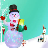 Guantes De Navidad Verdes Inflables Con Hombre De Nieve Modelo Exterior Con Luz LED Giratoria Decoraciones De Navidad Para Interior Y Exterior 7FT - details 9