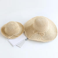Sombrero De Paja Plegable Para Madre E Hija Protección Solar De Verano Para Playa Y Viajes Exterior Casual Sin Químicos Alérgenos - details 7