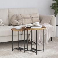Mesa auxiliar de 2 piezas de madera antigua, madera de ingeniería y metal - details 0
