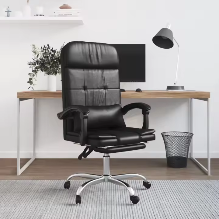 Silla de masaje reclinable de cuero Negro - 1