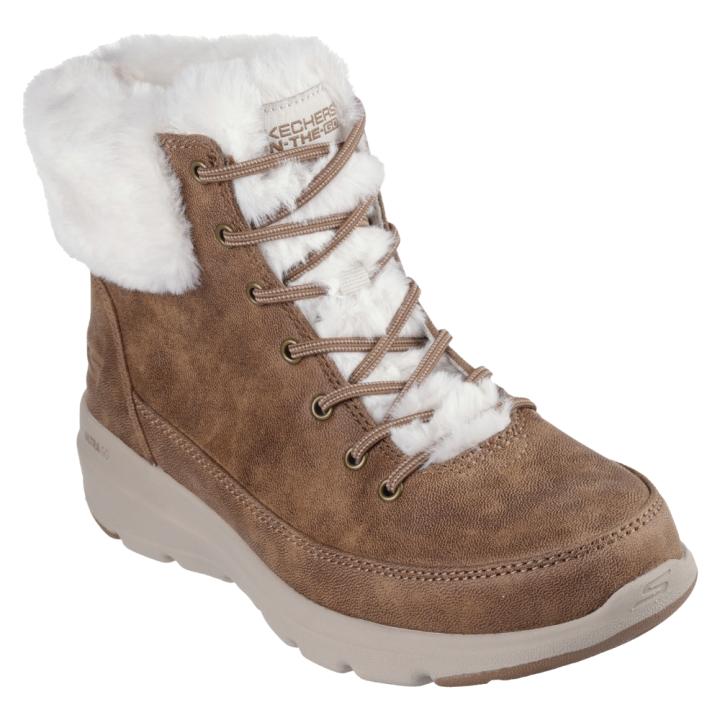 Botín Alto / Botas Skechers On-The-Go Glacial Ultra - Wond Con Cordones Elásticos Y Ribete Y Forro De Pelo Sintético Para Mujer Color Taupe Beige