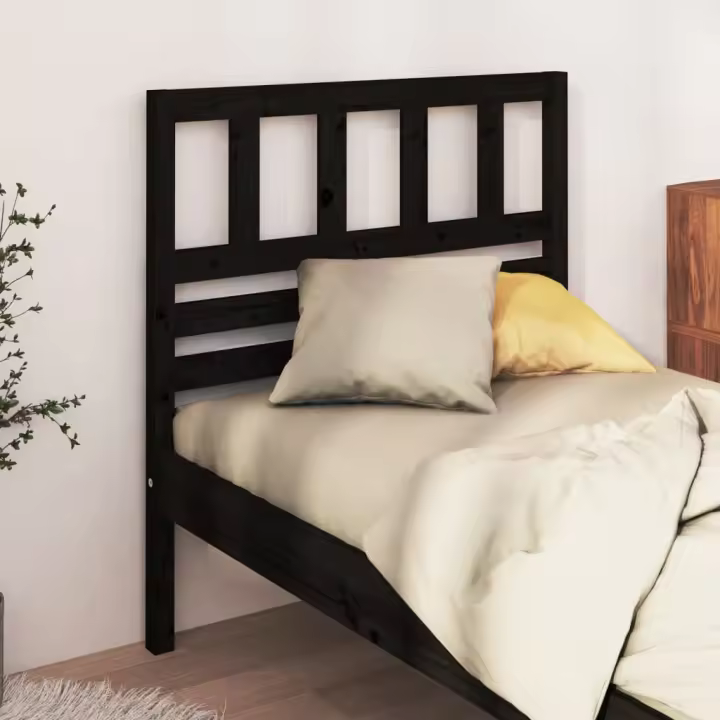 Cabecero de cama madera maciza de pino negro 96x4x100 cm - 1