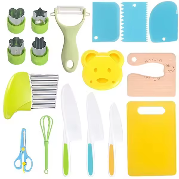 Kitchen Utensils for Kids Baking Kitchen Kitchen Knife Kitchen Set Kids Kitchen Kitchen Utensils Kids Play - WELLNGS 17 piece set - 1