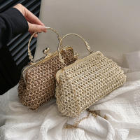 Bolso De Noche Elegante Para Mujer Con Cadena Dorada Bolso De Mano Tejido Manual Para Fiesta Banquete Clutch De Hombro Cruzado - details 15