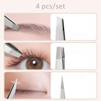 Juego De Pinzas Para Cejas Profesionales En Acero Inoxidable Herramienta De Belleza Para Cabello Facial Y Cejas Que Crece Hacia Adentro - details 2