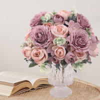 Bouquet De Flores Artificiales De Alta Calidad Rosa Y Hydrangea Decoraciones Para Bodas Hogar Navidad Plantas Falsas Para Jardín Accesorios De Fiesta - details 0