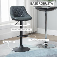 HOMCOM Conjunto de 2 Taburetes de Bar Giratorios con Altura Regulable Sillas Altas Modernas de Comedor con Base Redonda y Reposapiés 46x48x83-104 cm - details 4