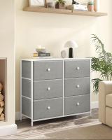 Cómoda de estilo industrial con 6 cajones de tela, armario de almacenamiento con marco de acero y tapa de madera, ideal para dormitorio y pasillo, disponible en varios colores, 30x80x71 cm - details 15