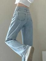 Jean Vaquera Para Mujer Estilo Vintage Pantalones Rectos Casuales De Pierna Ancha Color Sólido Blanco Negro Talla Regular Ajuste Midi - details 1
