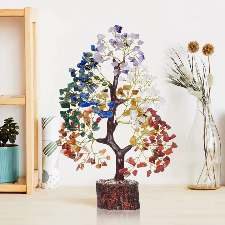Árbol de la vida de 7Chakras, Cristales y Piedras curativas, Regalos de cumpleaños, Árbol de Cristal para Energía Positiva - 1