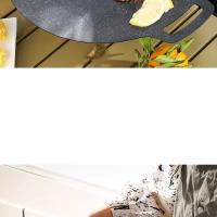 Sartén De Asado Redonda Aluminio No Adherente Para Barbacoa Y Frying Pánuelo De Sartén Para Grill Top Griddle Pan BBQ Al Aire Libre Placa De Barbacoa De Hierro Fundido - details 8
