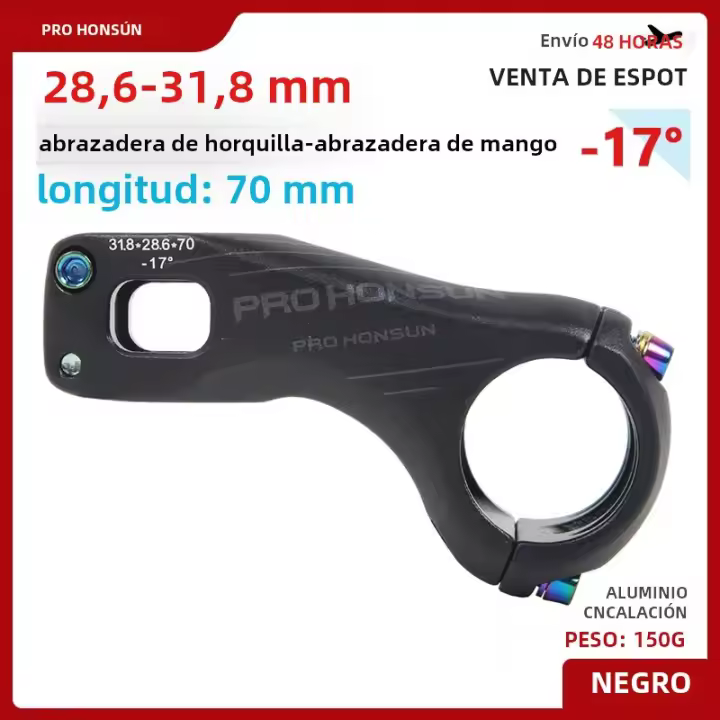TANKE MTB Potencia Manillar De Bicicleta Aluminio Aleación 17 Grados 70MM/90MM 31.8*28.6MM XC MTB AM Manillar Parte - 1