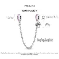 Cadena De Seguridad De Plata Esterlina 925 Estrella Luna Corazón Bordeado Con Clip De Silicona Para Pulsera Original Joyería DIY Regalo - details 5