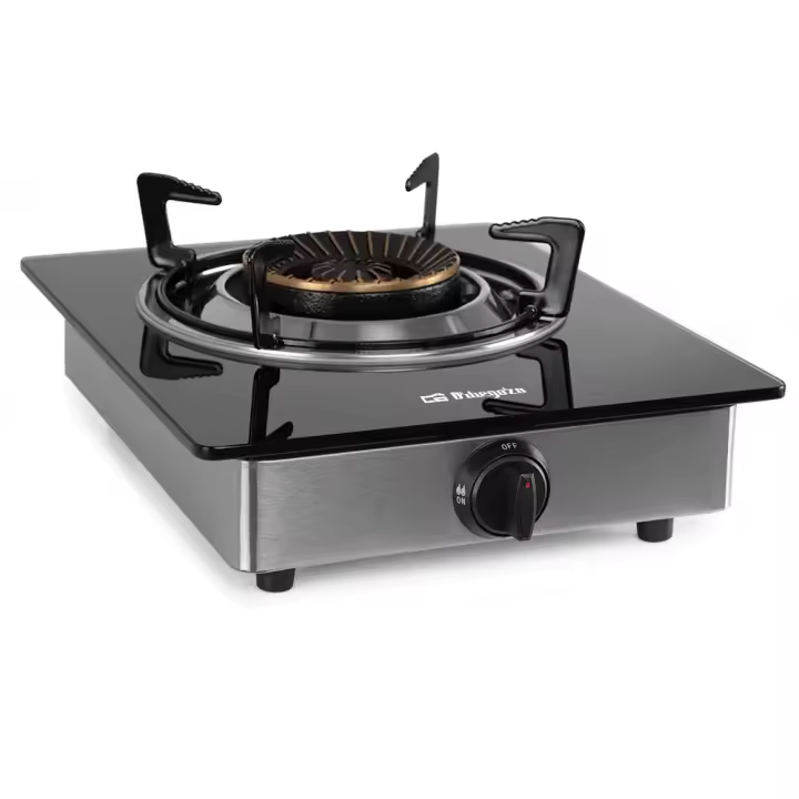 Orbegozo hornillo de gas FO 1720, cuerpo inox, superficie cristal templado, gas butano/propano, 1 quemador de triple corona, uso interior y exterior - 1
