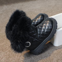 Botas De Invierno Para Niñas De Moda Con Pelo De Pluma Grueso Y Cálido Color Sólido Botas Cortas Para Niñas Estilo Británico Con Cierre SLIP-ON Talla Verdadera - details 27