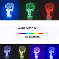 Lámpara De Ilusión 3D Punisher Con 16 Colores Cambiables Luz Nocturna USB Recargable Toque Incluye Control Remoto Regalo Para Navidad Halloween Cumpleaños - details 2