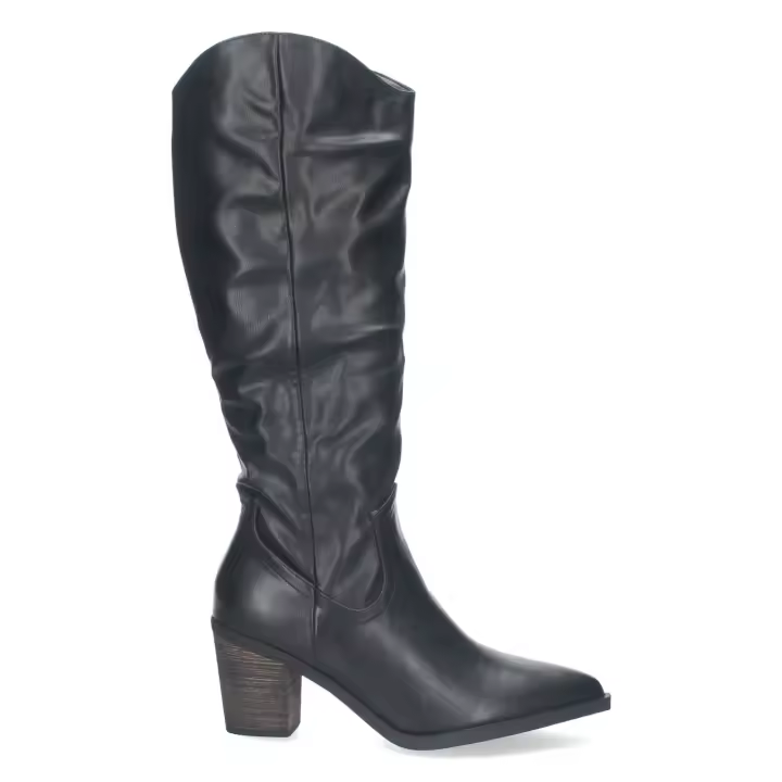 PuntoSalao Botas altas tacón medio cómodo y punta fina mujer color negro - 1
