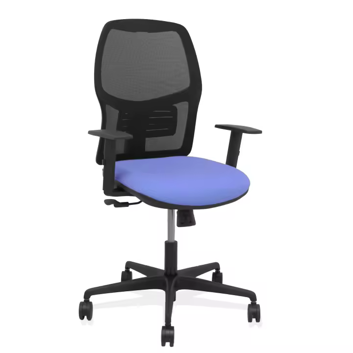 Silla Alfera sincro malla negra bali azul claro brazo regulable - 1