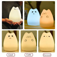 Lámpara Nocturna LED De Silicona Suave Sensor De Toque Gato Para Dormitorio Decoración Hogar 7 Colores Regalo De Cumpleaños Para Niños - details 1