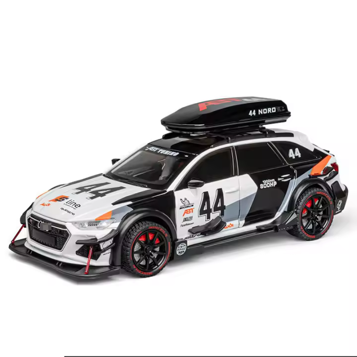 Coche De Deportes De Aleación Modelo RS6 Modificado 1/24 Cuatro Suspensiones Ruedas Puertas Abrejuego Para Niños Regalos De Juguetes Blanco Gris - 1