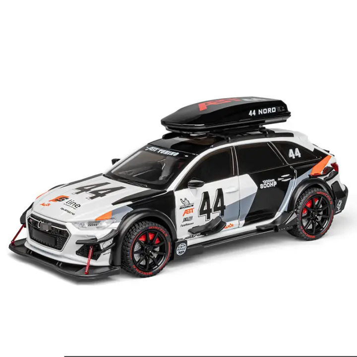 Coche De Deportes De Aleación Modelo RS6 Modificado 1/24 Cuatro Suspensiones Ruedas Puertas Abrejuego Para Niños Regalos De Juguetes Blanco Gris - 1