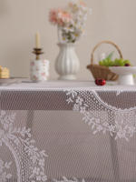 Mantel De Lienzo Rosa Vintage Con Espejo Y Encaje Para Sala De Estar Dormitorio Comedor Decoración De Fiesta Y Boda - details 11