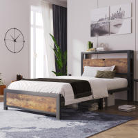 Cama individual 90x200 cm with cabecero de mantenimiento y somier de lámparas metálicas, Camas infantiles somieres Metálicos Adultos, Niños, adolescentes, Camas Industriales Negros - details 0