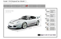 Modelo De Coche De Colección Bruago 1:18 Porsche 911 GT3 Blanco Azul En Metal Para Decoración Y Regalo Para Hombres - details 1