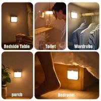 Luz Nocturna LED De Sensor De Movimiento Carga Por Tipo-C Cuadrado Para Dormitorio Cocina Pasillo Armario Escalera Iluminación - details 6