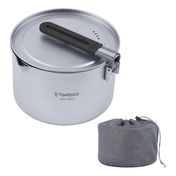 Tomshoo Olla De Titanio Portátil De 2L Con Tapa Y Mango Colapsable Para Camping Cocina Al Aire Libre Y Viajes Deporte De Montaña - 1