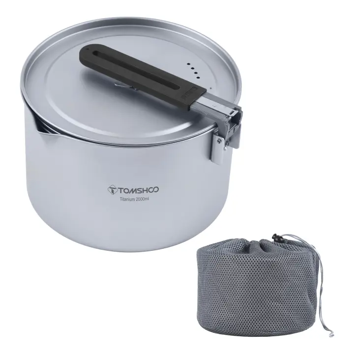Tomshoo Olla De Titanio Portátil De 2L Con Tapa Y Mango Colapsable Para Camping Cocina Al Aire Libre Y Viajes Deporte De Montaña - 1