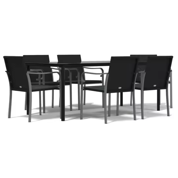 vidaXL Juego comedor jardín 7 piezas y cojines ratán sintético y acero - 1