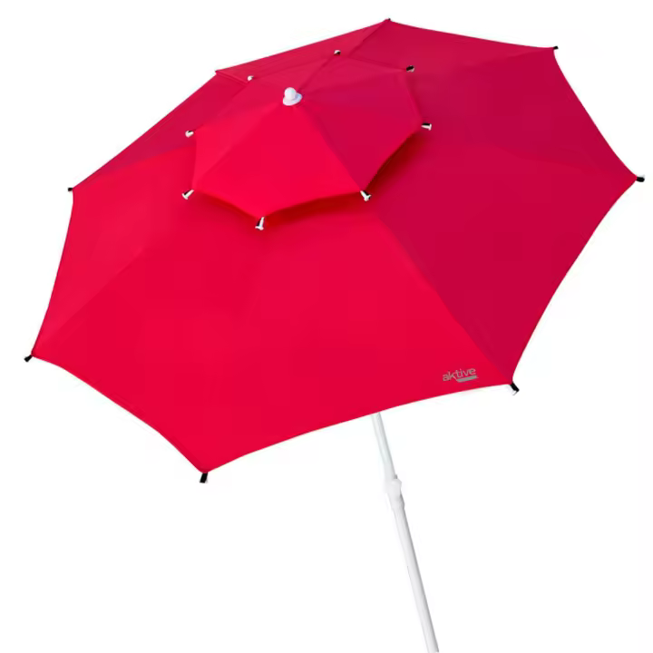 Sombrilla octogonal Aktive Beach doble techo protección UV35 rojo Ø280 cm - 1