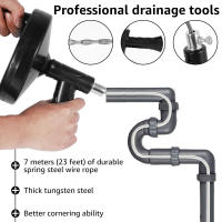 Herramienta De Desatascado De Tubería 3/7M Auger De Desagüe Para Cocina Y Baño Limpieza De Saneamiento Del Esguizzulizador De Tazón Basinal Remover De Obstrucciones En Pipa - details 9
