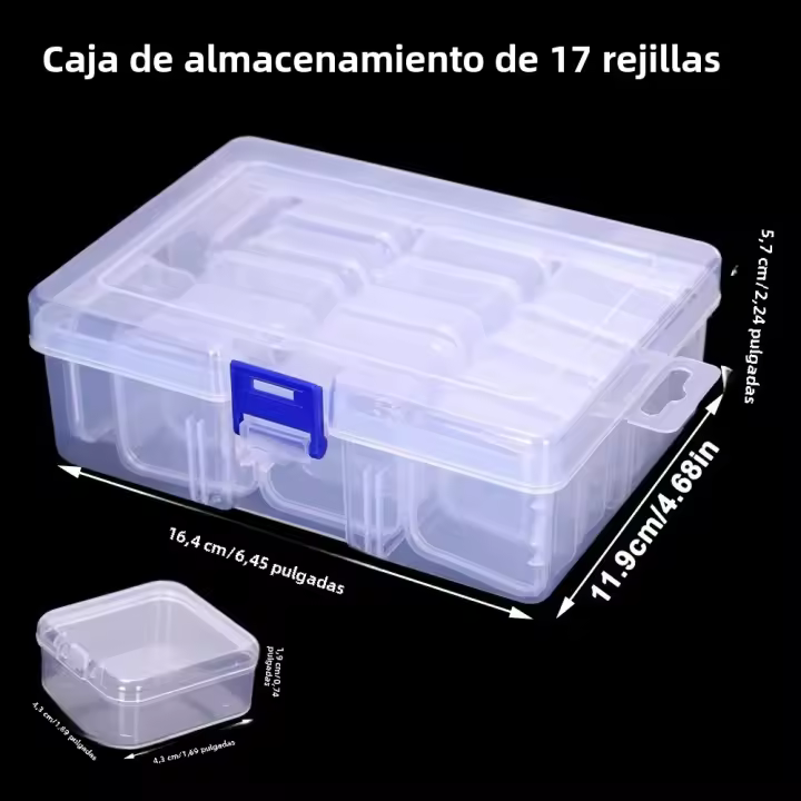 Juego De Cajas De Plástico Cuadradas Transparentes Para Bricolaje Y Pintura De Diamantes Almacenamiento De Joyería Y Rhinestones Tamaño Varía - 1