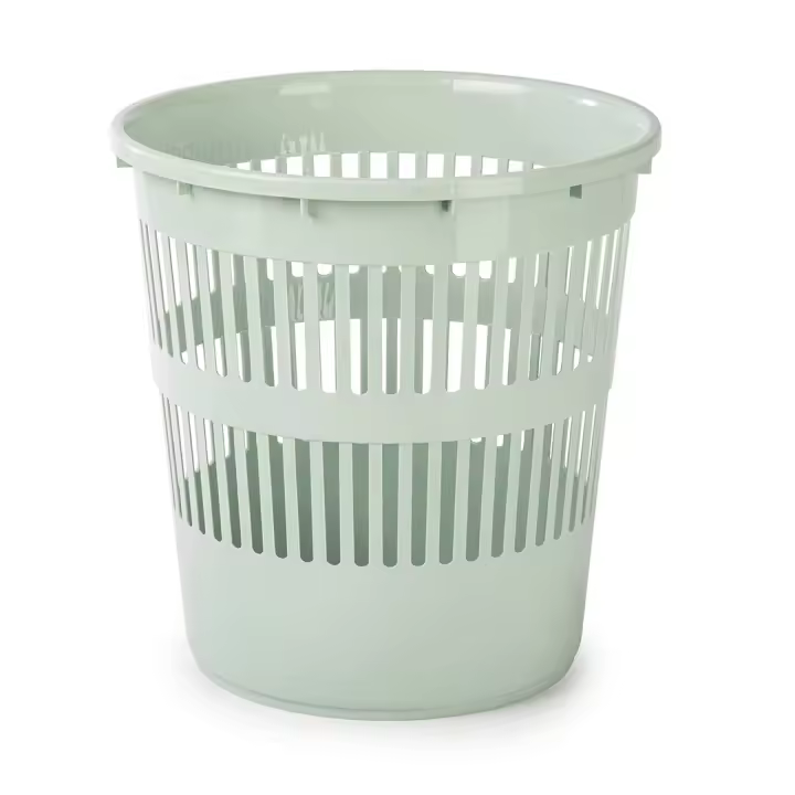 CABLEPELADO Papelera rejilla plastico, Cubo de reciclar, Cesta de basura, Papelera de plástico, Papelera escritorio, Papelera oficina, 28 cm alto x 27.5 cm diámetro, Capacidad 12 Litros, Verde claro - 1