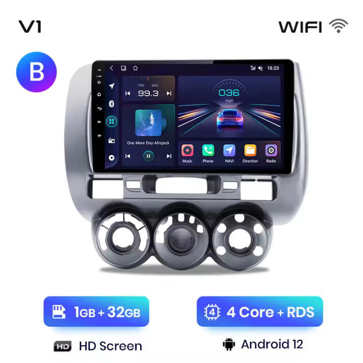 Junsun Android 13 inalámbrico CarPlay Android Auto Radio para Honda Fit Jazz City 2002 2003 2004 2005 2006 2007 coche Multimedia navegación GPS autorradio - 1