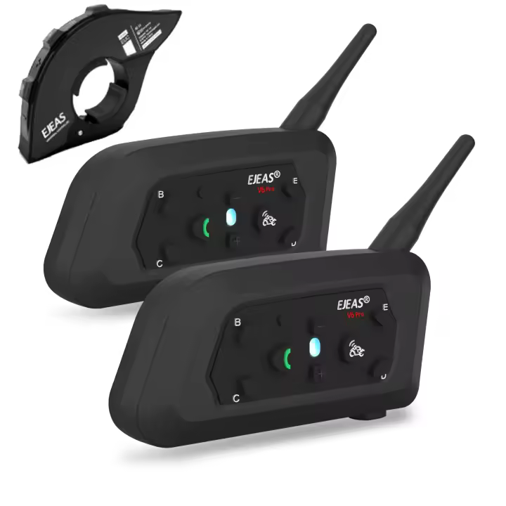 Casco De Motocicleta EJEAS V6 pro plus Con Intercomunicador Bluetooth 800M Para 6 Conductores Impermeable Compatible Con Todos Los Cascos - 1