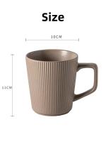 Taza De Cerámica Nórdica De 500ml Con Asa Para Café Leche Y Agua Color Sólido Y Rayado Uso Doméstico Y Oficina - details 5