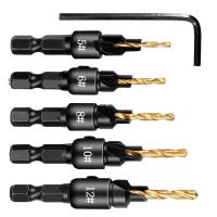 Juego De 5 Piezas De Brocas De Torno Para Carpintería Brocas De Agujeros Para Tornillos Tamaños #5 #6 #8 #10 #12 Broca Cortadora - details 2