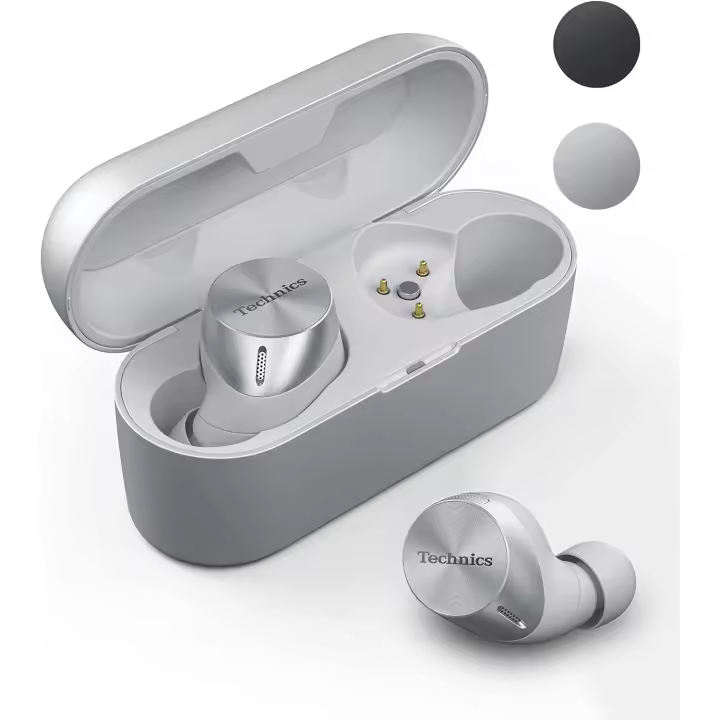 Technics EAH-AZ60E-S Auriculares Inalámbricos con Cancelación de Ruido, Bluetooth Multipunto y Micrófono Incorporado, Hasta 7 Horas de Reproducción, Plata - 1