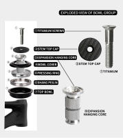 TOSEEK Juego De Cabezal De Bicicleta MTB Y Carretera Cubierta De Tapa De Carbono Y Acero Inoxidable Tornillos De Titanio 28.6mm 1 1/8" Para Rueda Delantera - details 3