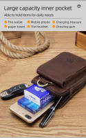 BULLCAPTAIN Bolso De Cintura De Cuero Genuino Moda Pequeño Para Verano Con Diseño De Gancho Y Bolsillo Para Celular Y Cigarrillos 6 Pulgadas Bolsa De Hombro Para Hombres - details 3