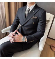 Traje De Boda Casual Para Hombre 2025 Doble Breasted 3/2 Piezas Estilo Regular Con Pantalones Sensación Alta Polyester Para Wedding - details 25